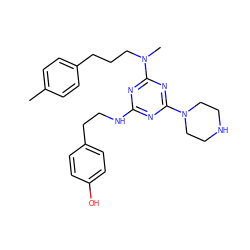 Cc1ccc(CCCN(C)c2nc(NCCc3ccc(O)cc3)nc(N3CCNCC3)n2)cc1 ZINC000013492571