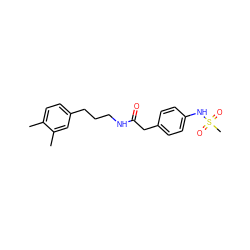 Cc1ccc(CCCNC(=O)Cc2ccc(NS(C)(=O)=O)cc2)cc1C ZINC000028461277