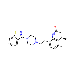 Cc1ccc(CCN2CCN(c3nsc4ccccc34)CC2)c2c1[C@H](C)CC(=O)N2 ZINC000028527332