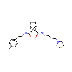 Cc1ccc(CCNC(=O)[C@@H]2[C@@H]3C=C[C@H]([C@H]2C(=O)NCCCCN2CCCC2)C32CC2)cc1 ZINC000168403755