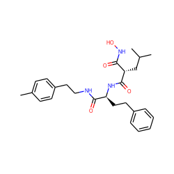 Cc1ccc(CCNC(=O)[C@H](CCc2ccccc2)NC(=O)[C@@H](CC(C)C)C(=O)NO)cc1 ZINC000027103605