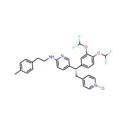 Cc1ccc(CCNc2ccc([C@@H](Cc3cc[n+]([O-])cc3)c3ccc(OC(F)F)c(OC(F)F)c3)cn2)cc1 ZINC000027848900