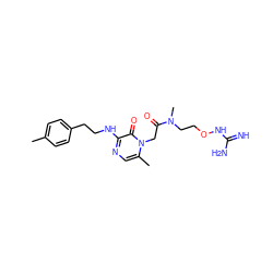 Cc1ccc(CCNc2ncc(C)n(CC(=O)N(C)CCONC(=N)N)c2=O)cc1 ZINC000049525702