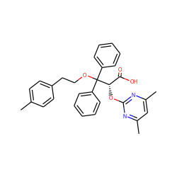 Cc1ccc(CCOC(c2ccccc2)(c2ccccc2)[C@@H](Oc2nc(C)cc(C)n2)C(=O)O)cc1 ZINC000013799569