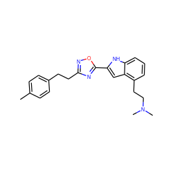 Cc1ccc(CCc2noc(-c3cc4c(CCN(C)C)cccc4[nH]3)n2)cc1 ZINC000036311412