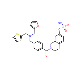 Cc1ccc(CN(Cc2ccc(C(=O)N3CCc4ccc(OS(N)(=O)=O)cc4C3)cc2)Cc2ccco2)s1 ZINC000221555090