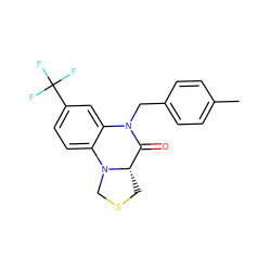 Cc1ccc(CN2C(=O)[C@@H]3CSCN3c3ccc(C(F)(F)F)cc32)cc1 ZINC000001384506