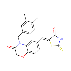 Cc1ccc(CN2C(=O)COc3ccc(/C=C4\SC(=S)NC4=O)cc32)cc1C ZINC000028883295