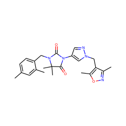 Cc1ccc(CN2C(=O)N(c3cnn(Cc4c(C)noc4C)c3)C(=O)C2(C)C)c(C)c1 ZINC000116676442