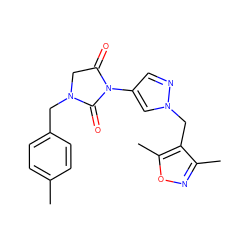 Cc1ccc(CN2CC(=O)N(c3cnn(Cc4c(C)noc4C)c3)C2=O)cc1 ZINC000115730998