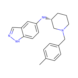 Cc1ccc(CN2CCC[C@@H](Nc3ccc4[nH]ncc4c3)C2)cc1 ZINC000028642646