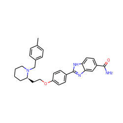 Cc1ccc(CN2CCCC[C@@H]2CCOc2ccc(-c3nc4cc(C(N)=O)ccc4[nH]3)cc2)cc1 ZINC000028960844