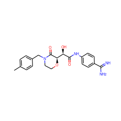 Cc1ccc(CN2CCO[C@H]([C@@H](O)C(=O)Nc3ccc(C(=N)N)cc3)C2=O)cc1 ZINC000117616968