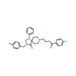 Cc1ccc(CN2CN(c3ccccc3)C3(CCN(CCCC(=O)c4ccc(F)cc4)CC3)C2=O)cc1 ZINC000013448542