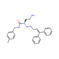 Cc1ccc(CNC(=O)[C@@H](CCN)NCCC=C(c2ccccc2)c2ccccc2)cc1 ZINC000169349892