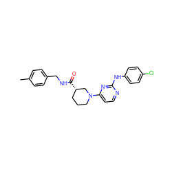 Cc1ccc(CNC(=O)[C@H]2CCCN(c3ccnc(Nc4ccc(Cl)cc4)n3)C2)cc1 ZINC000084635109