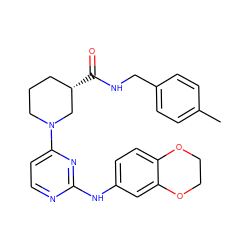 Cc1ccc(CNC(=O)[C@H]2CCCN(c3ccnc(Nc4ccc5c(c4)OCCO5)n3)C2)cc1 ZINC000084618393