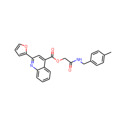 Cc1ccc(CNC(=O)COC(=O)c2cc(-c3ccco3)nc3ccccc23)cc1 ZINC000003320051