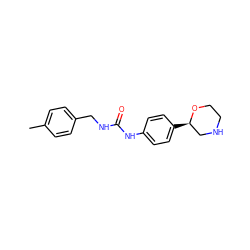 Cc1ccc(CNC(=O)Nc2ccc([C@@H]3CNCCO3)cc2)cc1 ZINC000117722139