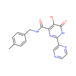 Cc1ccc(CNC(=O)c2nc(-c3cnccn3)[nH]c(=O)c2O)cc1 ZINC000084705780