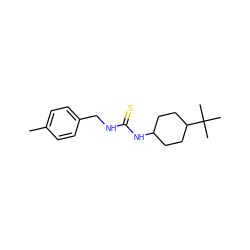 Cc1ccc(CNC(=S)NC2CCC(C(C)(C)C)CC2)cc1 ZINC000013775352