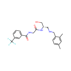 Cc1ccc(CNC[C@@H](CO)NC(=O)CNC(=O)c2cccc(C(F)(F)F)c2)c(C)c1 ZINC000028952310