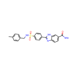 Cc1ccc(CNS(=O)(=O)c2ccc(-c3nc4ccc(C(N)=O)cc4[nH]3)cc2)cc1 ZINC000138656300