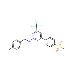 Cc1ccc(CNc2nc(-c3ccc(S(C)(=O)=O)cc3)cc(C(F)(F)F)n2)cc1 ZINC000043119882