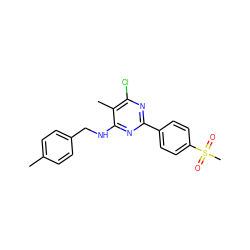 Cc1ccc(CNc2nc(-c3ccc(S(C)(=O)=O)cc3)nc(Cl)c2C)cc1 ZINC000029132028