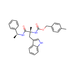 Cc1ccc(COC(=O)N[C@](C)(Cc2c[nH]c3ccccc23)C(=O)N[C@@H](C)c2ccccc2)cc1 ZINC000001538903