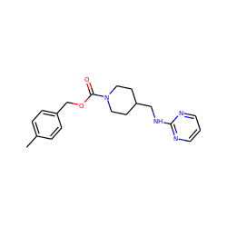 Cc1ccc(COC(=O)N2CCC(CNc3ncccn3)CC2)cc1 ZINC000034006189