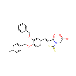 Cc1ccc(COc2ccc(/C=C3\SC(=S)N(CC(=O)O)C3=O)cc2OCc2ccccc2)cc1 ZINC000028360221