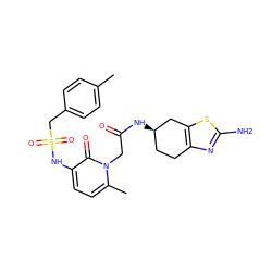 Cc1ccc(CS(=O)(=O)Nc2ccc(C)n(CC(=O)N[C@@H]3CCc4nc(N)sc4C3)c2=O)cc1 ZINC000026963968