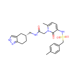 Cc1ccc(CS(=O)(=O)Nc2ccc(C)n(CC(=O)NC[C@@H]3CCc4n[nH]cc4C3)c2=O)cc1 ZINC000026966920