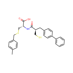 Cc1ccc(CSC[C@@H](NC(=O)[C@H](CS)Cc2ccc(-c3ccccc3)cc2)C(=O)O)cc1 ZINC000026497253