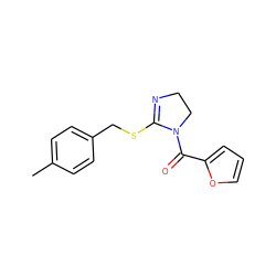 Cc1ccc(CSC2=NCCN2C(=O)c2ccco2)cc1 ZINC000004120413