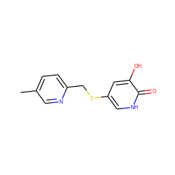 Cc1ccc(CSc2c[nH]c(=O)c(O)c2)nc1 ZINC000206316930