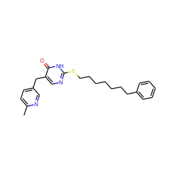 Cc1ccc(Cc2cnc(SCCCCCCCc3ccccc3)[nH]c2=O)cn1 ZINC000027323661