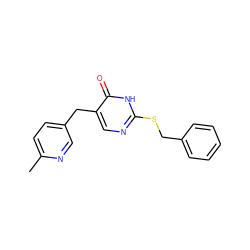 Cc1ccc(Cc2cnc(SCc3ccccc3)[nH]c2=O)cn1 ZINC000027312943