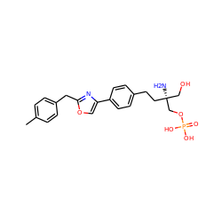 Cc1ccc(Cc2nc(-c3ccc(CC[C@@](N)(CO)COP(=O)(O)O)cc3)co2)cc1 ZINC000299834483