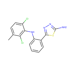 Cc1ccc(Cl)c(Nc2ccccc2-c2nnc(N)s2)c1Cl ZINC000013828124