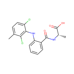 Cc1ccc(Cl)c(Nc2ccccc2C(=O)N[C@@H](C)C(=O)O)c1Cl ZINC000013438075