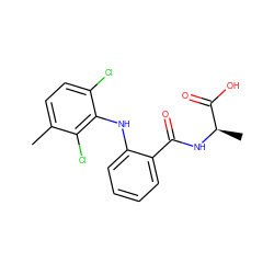 Cc1ccc(Cl)c(Nc2ccccc2C(=O)N[C@H](C)C(=O)O)c1Cl ZINC000013438063