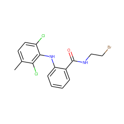 Cc1ccc(Cl)c(Nc2ccccc2C(=O)NCCBr)c1Cl ZINC000013438006