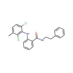 Cc1ccc(Cl)c(Nc2ccccc2C(=O)NCCc2ccccc2)c1Cl ZINC000013438048