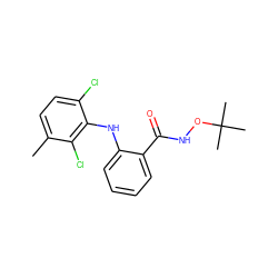 Cc1ccc(Cl)c(Nc2ccccc2C(=O)NOC(C)(C)C)c1Cl ZINC000013438029