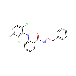 Cc1ccc(Cl)c(Nc2ccccc2C(=O)NOCc2ccccc2)c1Cl ZINC000013438037