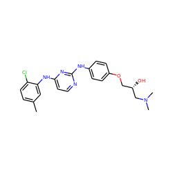 Cc1ccc(Cl)c(Nc2ccnc(Nc3ccc(OC[C@H](O)CN(C)C)cc3)n2)c1 ZINC000013538023