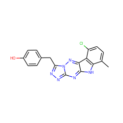 Cc1ccc(Cl)c2c1[nH]c1nc3nnc(Cc4ccc(O)cc4)n3nc12 ZINC000036408008