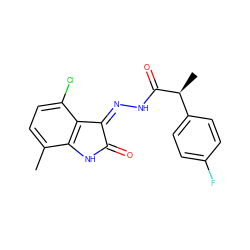 Cc1ccc(Cl)c2c1NC(=O)/C2=N\NC(=O)[C@@H](C)c1ccc(F)cc1 ZINC000072178812